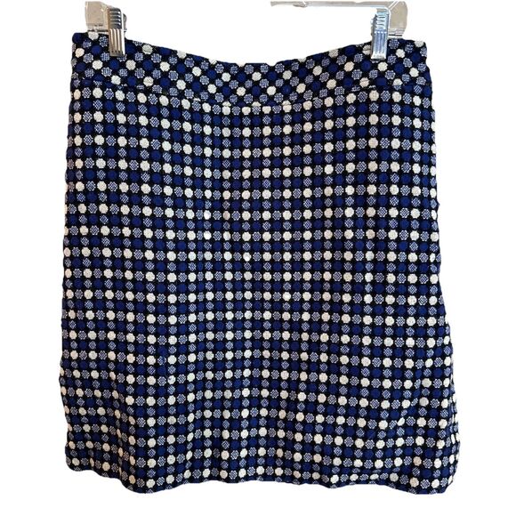 Talbots Size 12 Tweed Wool Pencil Skirt Lined Blue Black White Academia Preppy - Picture 2 of 6